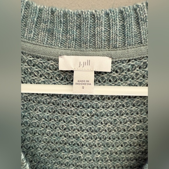 J Jill Womens Blue Cable Knit Sweater Vest SZ SM V Neck Slit Hem Layering Preppy - Picture 2 of 8